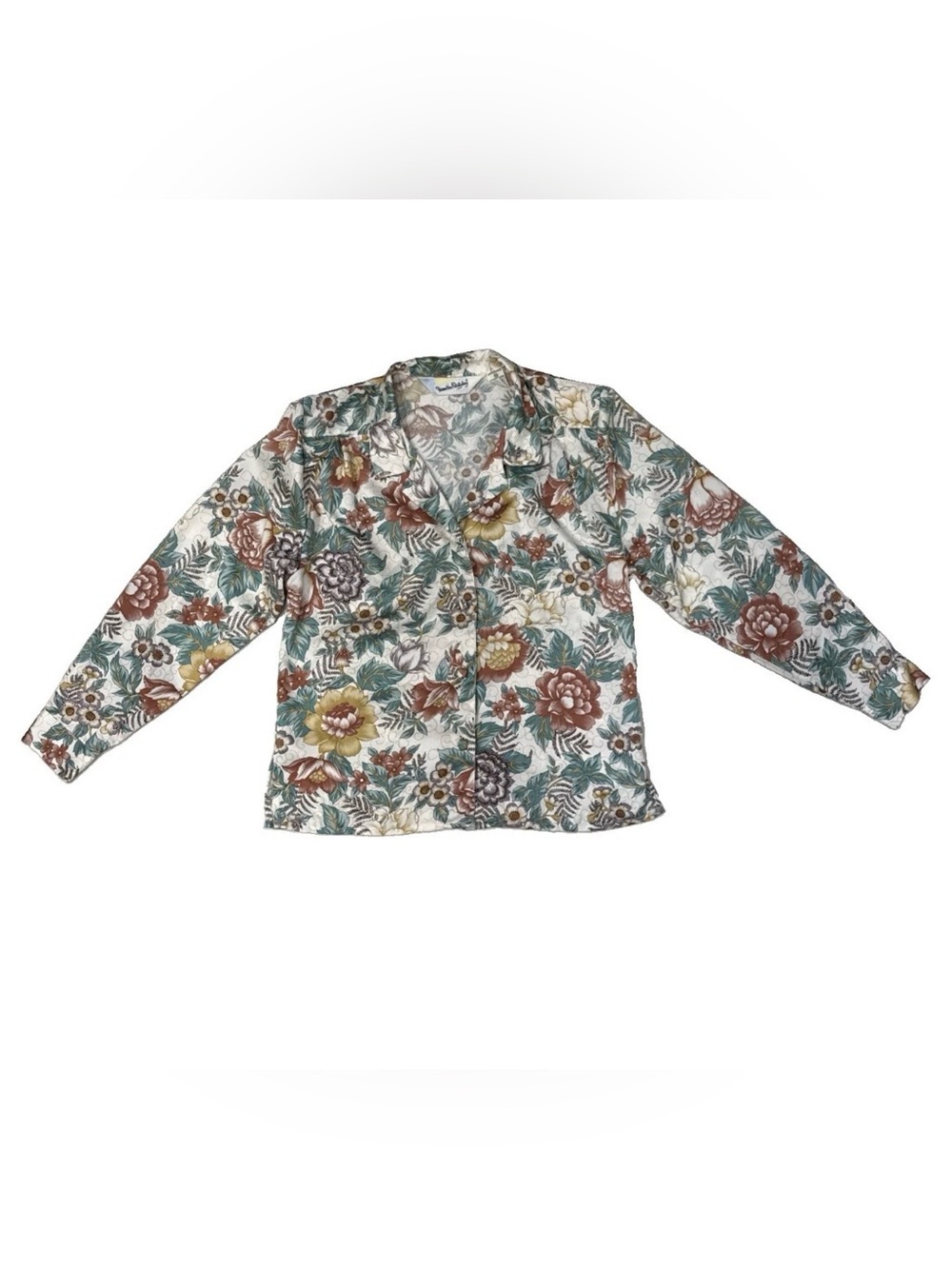 Vintage Diane Von Furstenberg Blouse Women 10 Floral Button Front Retro Romantic